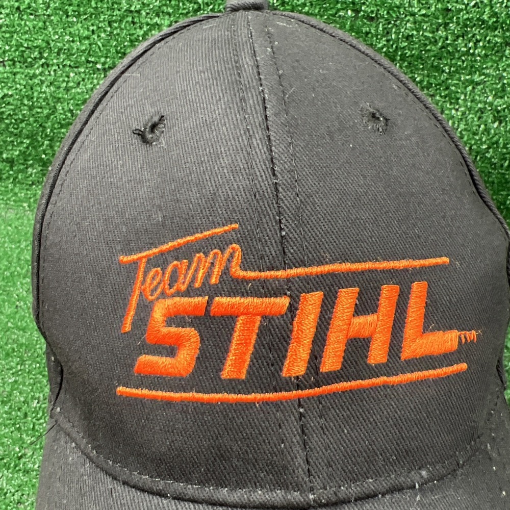 Team STIHL Outfitters Power Tools Baseball Hat Cap Black Orange Logo Adjustable - Picture 2 of 6